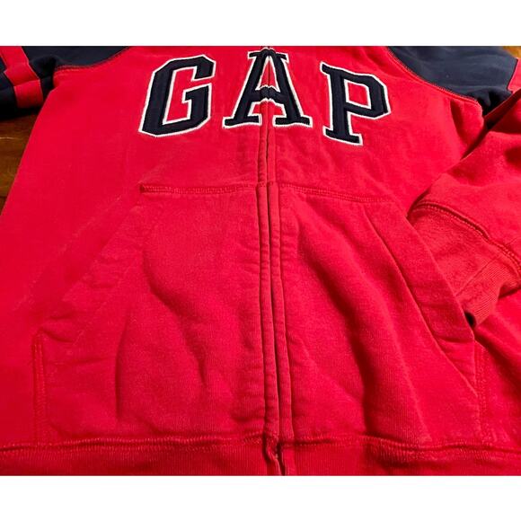 GAP Kids Logo Hoodie XL Boys Red Blue Full Zip A-0039 - Picture 4 of 11